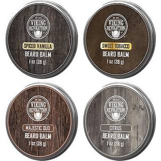 Viking Revolution 4 Beard Balm Variety Pack (1 oz hver) - Krydret vanilje s?d tobak Majestic Oud Citrus - Sk?gsm?rstile styrker og bl?dg?r sk?g o