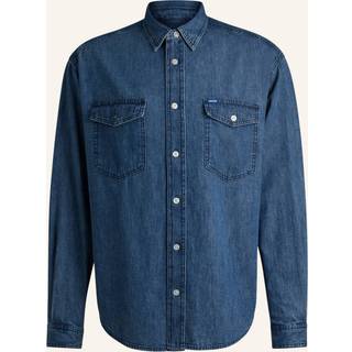 HUGO Blue Ebino Long Sleeve Shirt Blue