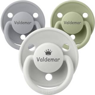 Bibs De Lux, Str. 1 (0-6 Mdr.) , Rund - Latex, Sutter Med Navn, 5-pak