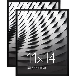 AmericanFlat 11x14 Billedramme med knust -resistent glas - S?t med 2 - Streamline Collection - tynd gr?nsebilleder til v?gvisning - h?ngende hard