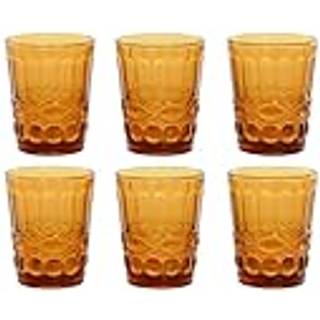 Glassæt Home ESPRIT Rav Krystal Med relief 240 ml (6 enheder)