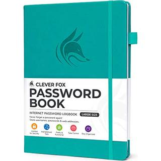 Clever Fox Password Book med faner. Internetadresse og adgangskodearrang?r logbog med alfabetiske faner. Store adgangskode Keeper Journal Noteboo