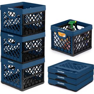 Clevermade sammenfoldelig mælkekasse Ocean 3PK - 25L (6 gal) Stable opbevaringsboks holder 50 kg pr. Bakke - Clevercrates er kraftig plastik samm
