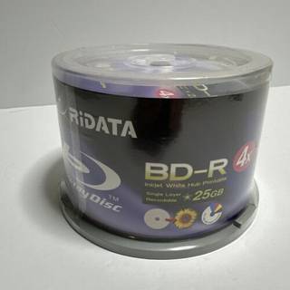 Ritek Ridata Blu-Ray (BD-R) White Inkjet Hub Printable 4x BD-R Media 25GB 50 Pack in Cake Box (BDR-254-RDIWN-CB50)