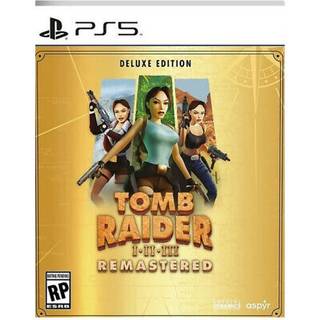Tomb Raider I-III Remasteret Deluxe-udgave PS5: Lara Croft med Steelbook, kortbog, soundtrack og Greatest Hits-CD
