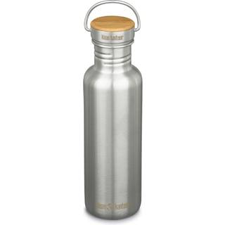 Drikkedunk med bambus skruelåg - Reflect - 800 ml - Børstet stål