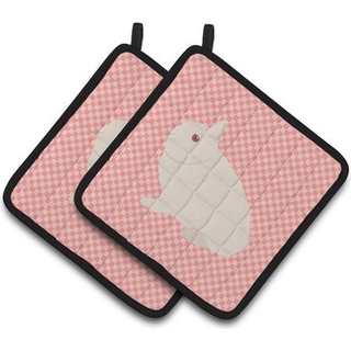 """"Carolines Treasures Hermelin Rabbit Pink Check-dekoreret grydeholder 7,5"""""""" x 7,5""""""""""""""