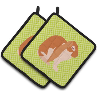 """"Caroline's Treasures Engelsk Lop Rabbit Gr?n dekoreret grydeholder 7,5"""""""" x 7,5""""""""""""""