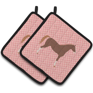 """"Carolines Treasures Hannoverian Horse Pink Check-dekoreret grydeholder 7,5"""""""" x 7,5""""""""""""""