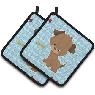 """"Carolines Treasures BB7079PTHD hvalp p? bl? knogler Par grydelapper 7,5 x 7,5"""""""" Multicolor""""