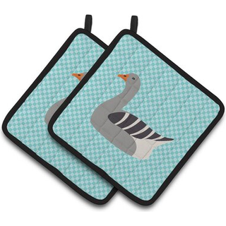 """"Carolines Treasures Pilgrim Goose Blue Check dekoreret grydeholder 7,5"""""""" x 7,5""""""""""""""