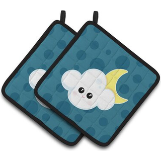 """"Carolines Treasures Vejr Skyet M?ne Ansigt Par grydelapper 7,5 x 7,5 Multicolor""""