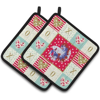 """"Caroline's Treasures CK5483PTHD Kam Tail Betta Love Par grydelapper grydelapper Multicolor""""