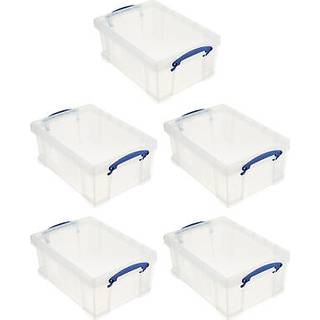 Virkelig nyttig kasse Stabelbar 9 liters plastopbevaringsbeholder med snap låg og indbygget kliplåshåndtag til hjemme- og kontororganisation (5 p