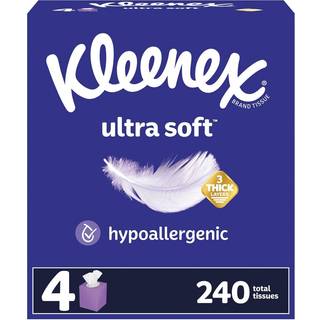 Kleenex ultra bl?dt ansigtsv?v 4 terningbokse 60 v?v pr. Boks 3-lag (240 samlet v?v) emballage kan variere