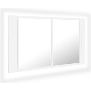 Badeværelsesskab M. Spejl Og Led-Lys 80X12X45 Cm Akryl - Hvid