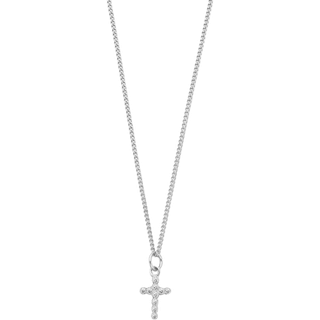ChloBo Mens Silver Curb Chain Cross Necklace - 51cm
