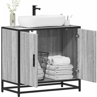 skab til håndvask til badeværelse 65x33x60 cm grå sonoma-eg