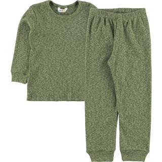 Pyjamas i grønmeleret økologisk bomuld