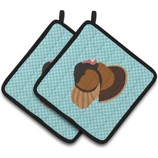 """"Carolines Treasures Bronze Tyrkiet Bl? Tjek dekoreret Grydeholder 7,5"""""""" x 7,5""""""""""""""