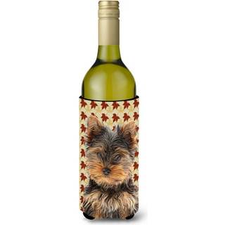 Efterår blade Yorkie hvalp / Yorkshire Terrier Wine Bottle Beverage Isulator Hugger KJ1209Literk