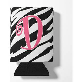 Bogstav D Indledende monogram - Zebrastribe og Pink d?se eller flaske drikkevareisolator Hugger