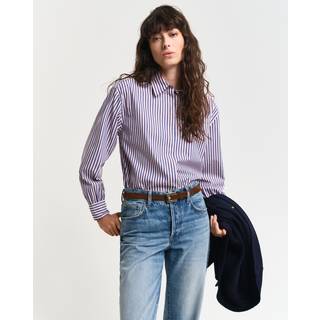 GANT Dame Relaxed fit skjorte med striber og voluminøse ærmer (40)
