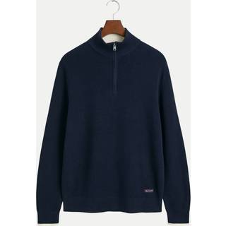 GANT Herre Ribstrikket sweater i bomuld med halv lynlås (XL)