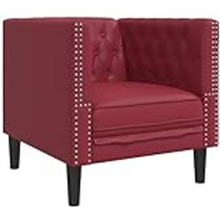 Chesterfield-sofastol kunstlæder vinrød