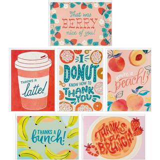 Hallmark Tak Notes Food Puns (36 blanke kort med konvolutter) Donut Latte Brunch