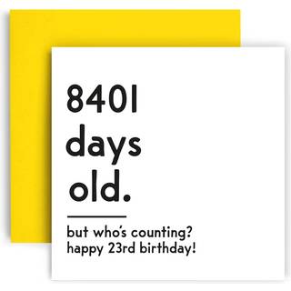 Huxters Funny Birthday Card - Happy 23rd Birthday Card Day Counting Funny Card for Women and Men - Tykt milj?venligt papir 148mm med 148 mm unikt