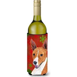 Basenji r?de og gr?nne snefnug Julevinflaske Drikisolator Drikisolator Hugger