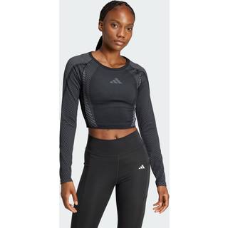 Seamless Knitted Long Sleeve T-shirt - Black / Grey Six - XS