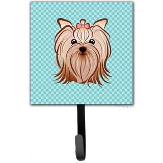 """" Caroline's Treasures BB1142SH4 Checkerboard Blue Yorkie Yorkshire Terrier snor eller nøgleholder lille flerfarvet """"