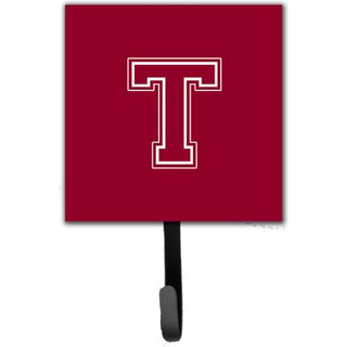"""" Caroline's Treasures CJ1032-TSH4 Letter T Initial Monogram-Maroon og White Leash Holder eller Key Hook Small Multicolor """"