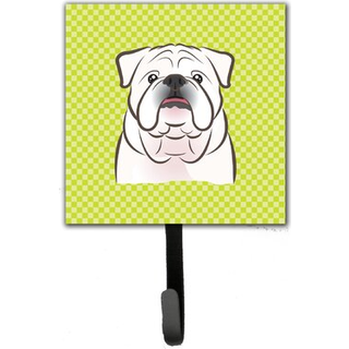 """" Caroline's Treasures BB1282SH4 Checkerboard Lime Green White English Bulldog Leash eller Key Holder Small Multicolor """"