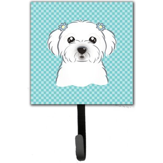 """" Caroline's Treasures BB1146SH4 Checkerboard Blue Maltese Leash eller Key Holder Small Multicolor """"