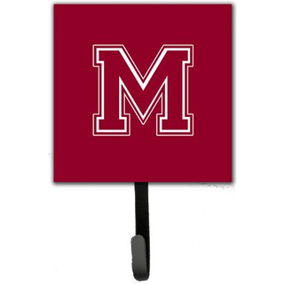 """" Caroline's Treasures CJ1032-MSH4 brev M indledende monogram-maroon og hvid snorhaver eller nøglekrog lille flerfarvet """"