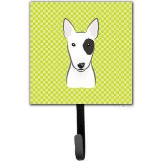 """" Caroline's Treasures BB1271SH4 Checkerboard Lime Green Bull Terrier snor eller nøgleholder lille multicolor """"