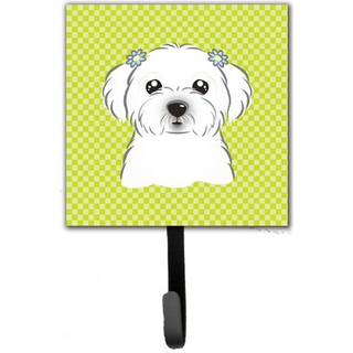 """" Caroline's Treasures BB1270SH4 Checkerboard Lime Green Maltese Leash eller Key Holder Small Multicolor """"