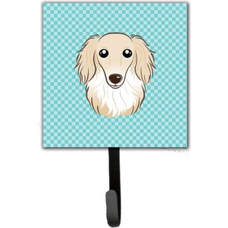 """" Caroline's Treasures BB1150SH4 Checkerboard Blue Longhair Creme Dachshund snor eller nøgleholder lille multicolor """"