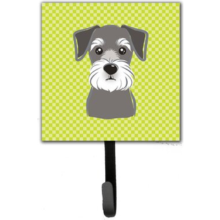 """" Caroline's Treasures BB1268SH4 Checkerboard Lime Green Schnauzer snor eller nøgleholder lille multicolor """"