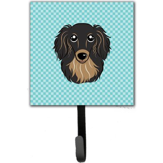 """" Caroline's Treasures BB1151SH4 Checkerboard Blue Longhair Black and Tan Dachshund Leash eller Key Holder Lille Multicolor """"