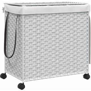 Vasketøjskurv Med Hjul 60X35X60,5 Cm Rattan - Hvid