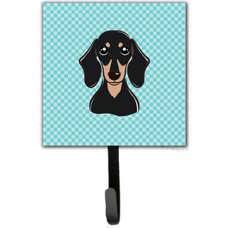 """" Caroline's Treasures BB1153SH4 Checkerboard Blue glat sort og solbrun dachshund snor eller nøgleholder lille multicolor """"