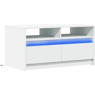 Sofabord Med Led-Lys Konstrueret Træ - Hvid