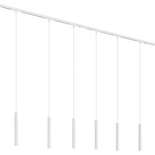 Moderne skinnesystem med 6 hvide pendellamper 1-faset - Slimline Keno