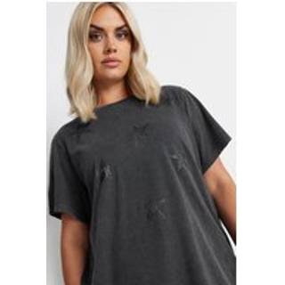 Yours Curve Yours Curve Grey 100% Cotton Set In Sleeve Placement T-Shirt