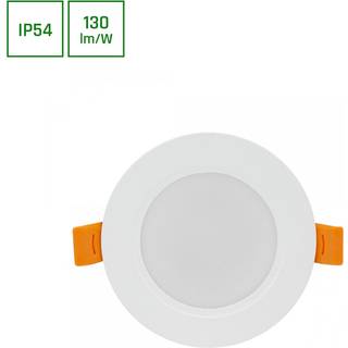 5W Indbygningsspot Ø9,5cm - Stænktæt, 230V, IP54, Hul: 7,2cm / 3,1cm høj, rund, hvid kant - Dæmpbar : Ikke dæmpbar, Kulør : Varm