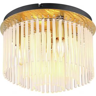 Loftlampe Gorley, guldfarvet/opal, Ø 32 cm, metal/glas